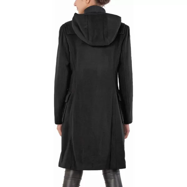 BGSD Women Lisa Wool Blend Hooded Long Walking Toggle Duffle Coat Also available in Plus SizeBlack