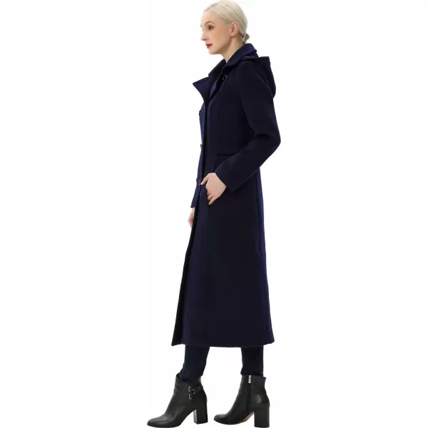 BGSD Women Mariel Wool Blend Hooded Long Walking Coat Also available in Plus Size and PetiteNavy