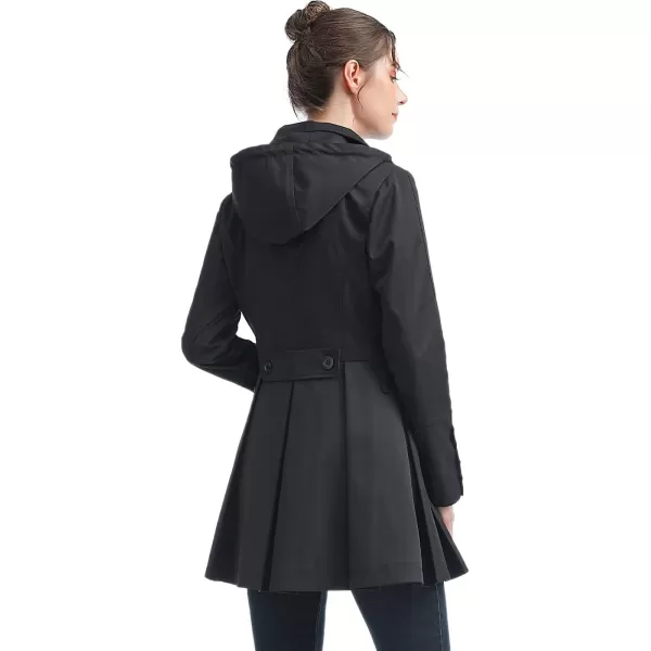 BGSD Women Nicole Waterproof Hooded Fit ampamp Flare Trench Coat  Regular ampamp Plus SizeBlack