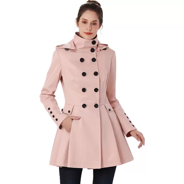BGSD Women Nicole Waterproof Hooded Fit ampamp Flare Trench Coat  Regular ampamp Plus SizeBlush