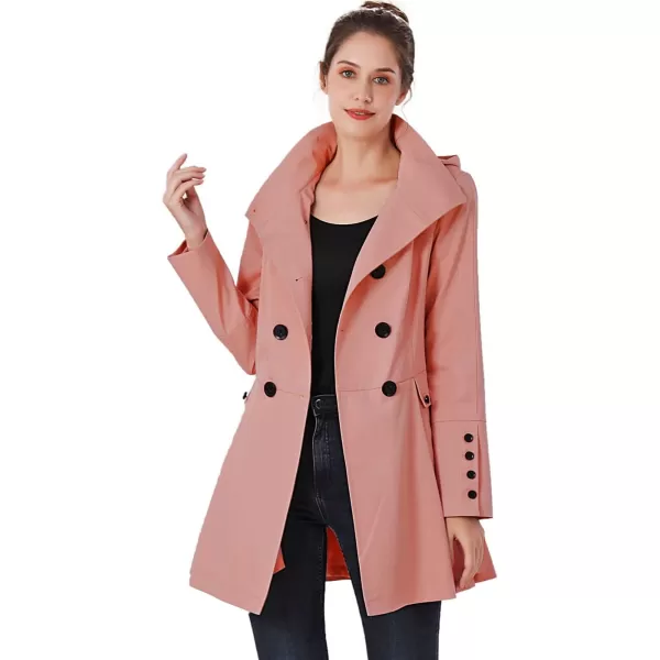 BGSD Women Nicole Waterproof Hooded Fit ampamp Flare Trench Coat  Regular ampamp Plus SizeGuava