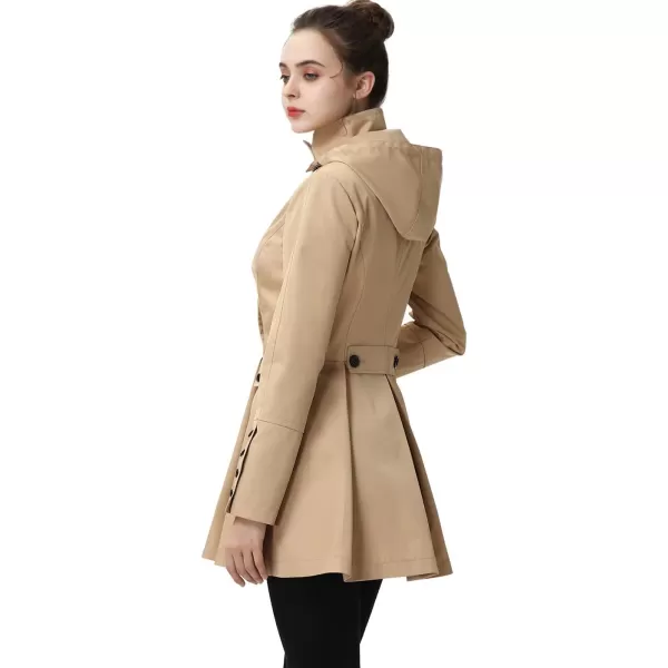 BGSD Women Nicole Waterproof Hooded Fit ampamp Flare Trench Coat  Regular ampamp Plus SizeTan