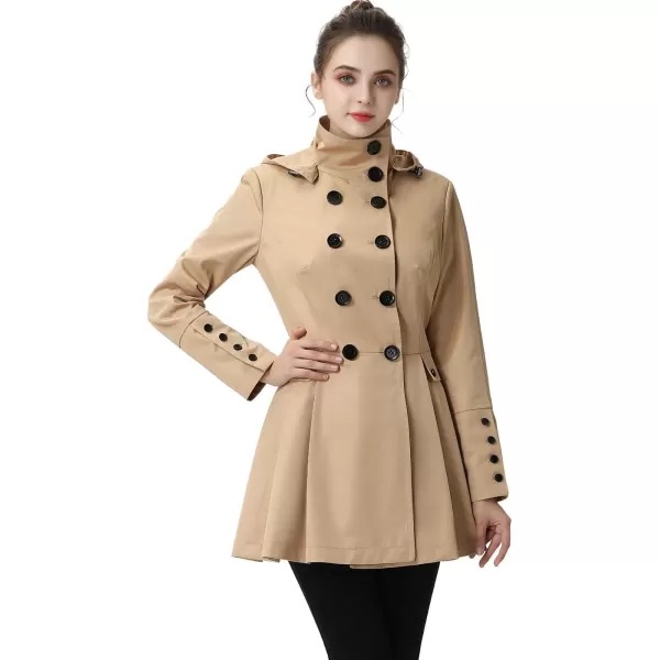 BGSD Women Nicole Waterproof Hooded Fit ampamp Flare Trench Coat  Regular ampamp Plus SizeTan