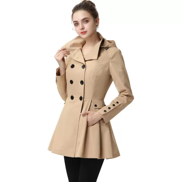 BGSD Women Nicole Waterproof Hooded Fit ampamp Flare Trench Coat  Regular ampamp Plus SizeTan