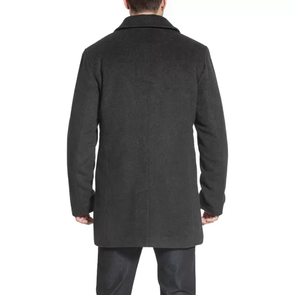 MODERM Men Justin Cashmere Wool Blend Single Breasted Walking Car Coat with Bib Also available in Big and TallCharcoal