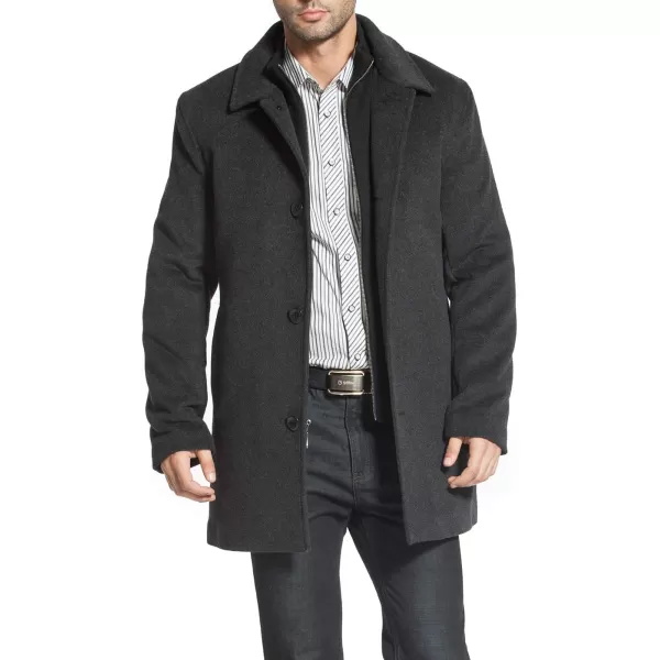 MODERM Men Justin Cashmere Wool Blend Single Breasted Walking Car Coat with Bib Also available in Big and TallCharcoal