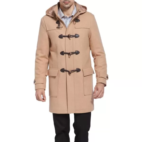 BGSD Men Benjamin Wool Blend Single Breasted Walking Toggle Duffle Coat with Hood Also available in Big and TallCamel