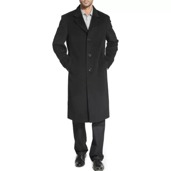 BGSD Men Henry Cashmere Wool Blend Single Breasted Long Walking Coat Also available in Big and Tall and ShortBlack