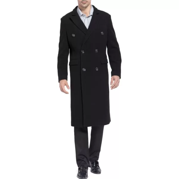 BGSD Men Josh Cashmere Wool Blend Double Breasted Long Walking Pea Coat Also available in Big and Tall and ShortBlack