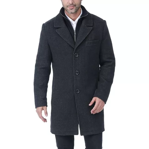 BGSD Men Leon Herringbone Wool Blend Walking Coat with Removable Bib Also available in Big and Tall and ShortBlack