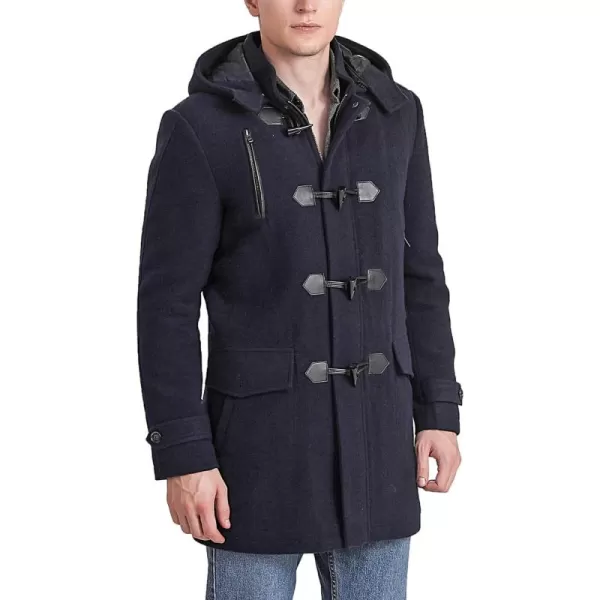 BGSD Men Tyson Wool Blend Single Breasted Walking Toggle Duffle Coat with Hood Also available in Big and TallNavy