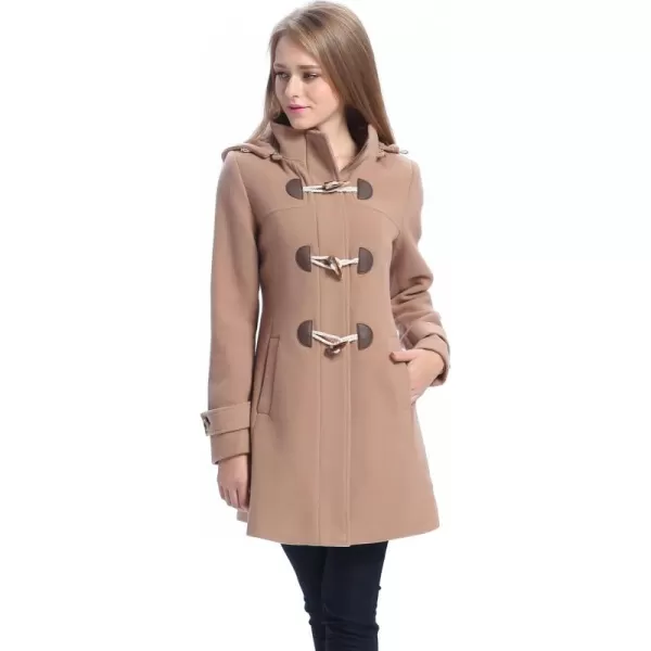 BGSD Women Daisy Wool Blend Hooded Toggle Walking Duffle Coat Also available in Plus Size and PetiteCamel