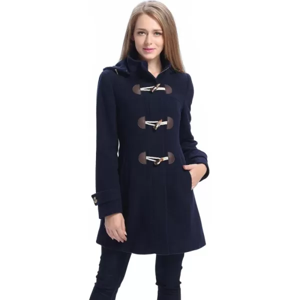 BGSD Women Daisy Wool Blend Hooded Toggle Walking Duffle Coat Also available in Plus Size and PetiteNavy