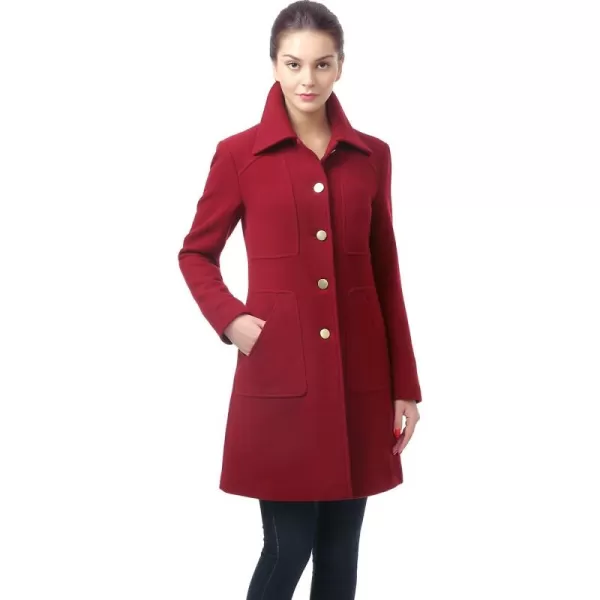 BGSD Women Elizabeth Wool Blend Walking Coat Also available in Plus Size and PetiteWine