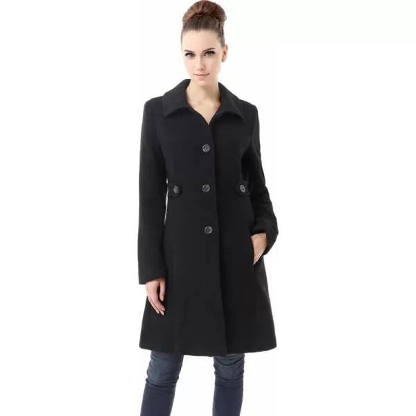 BGSD Women Heather Wool Blend Walking Coat Also available in Plus Size and PetiteBlack