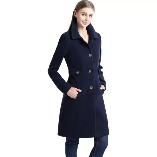 BGSD Women Heather Wool Blend Walking Coat Also available in Plus Size and PetiteNavy