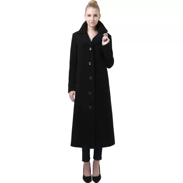 BGSD Women Jeanette Long Wool Blended Single Breasted Maxi Walking Coat Also available in Plus Size and PetiteBlack