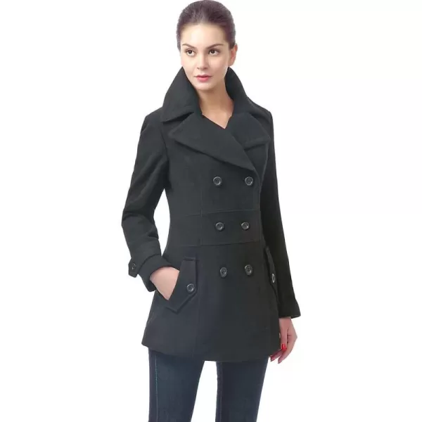 BGSD Women Joann Wool Blend Walking Pea Coat Also available in Plus Size and PetiteBlack