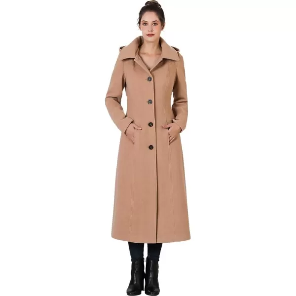 BGSD Women Kat Wool Blend Hooded Full Length Long Walking Coat Also available in Plus Size and PetiteCamel