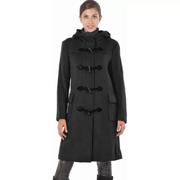 BGSD Women Lisa Wool Blend Hooded Long Walking Toggle Duffle Coat Also available in Plus SizeBlack