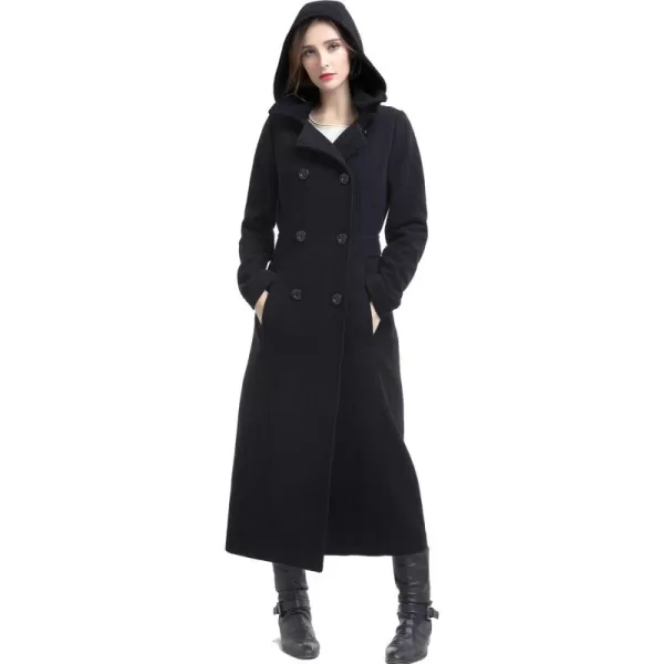 BGSD Women Mariel Wool Blend Hooded Long Walking Coat Also available in Plus Size and PetiteBlack