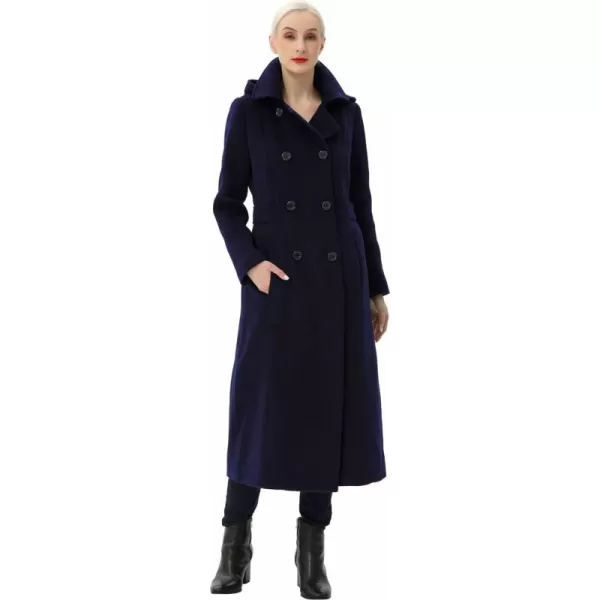 BGSD Women Mariel Wool Blend Hooded Long Walking Coat Also available in Plus Size and PetiteNavy