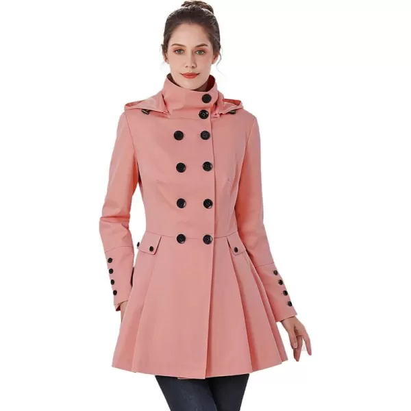 BGSD Women Nicole Waterproof Hooded Fit ampamp Flare Trench Coat  Regular ampamp Plus SizeGuava