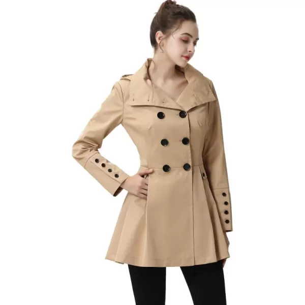 BGSD Women Nicole Waterproof Hooded Fit ampamp Flare Trench Coat  Regular ampamp Plus SizeTan