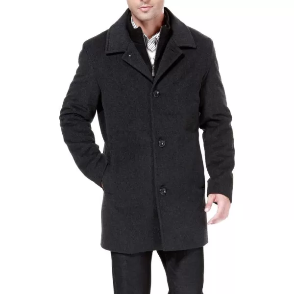 MODERM Men Justin Cashmere Wool Blend Single Breasted Walking Car Coat with Bib Also available in Big and TallCharcoal