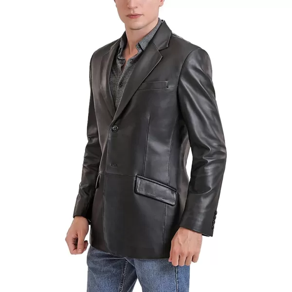 imageBGSD Men Benji 2Button Lambskin Leather Blazer Sport Coat Jacket Also available in Big and Tall and ShortBlack