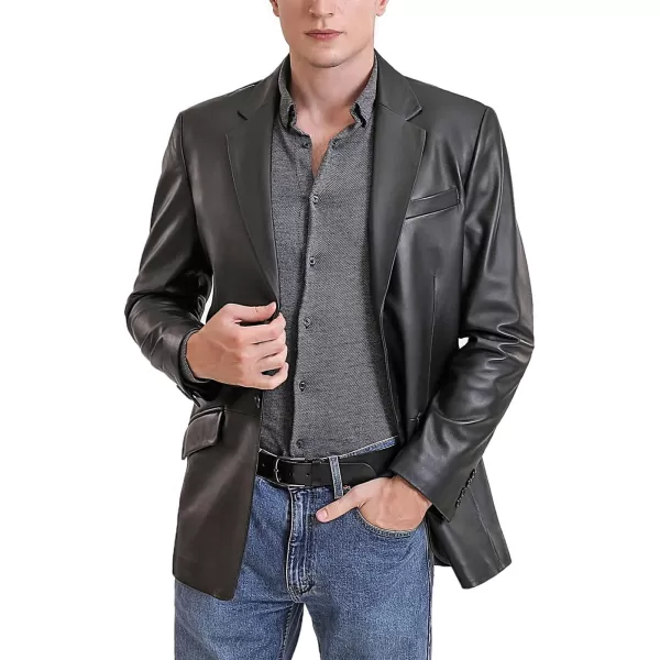 imageBGSD Men Benji 2Button Lambskin Leather Blazer Sport Coat Jacket Also available in Big and Tall and ShortBlack