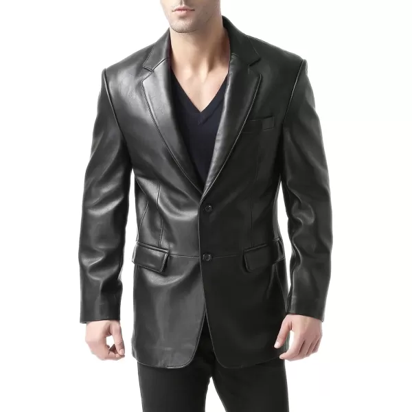 imageBGSD Men Edward 2Button Lambskin Leather Blazer Sport Coat Jacket Also available in Big and Tall and ShortBlack