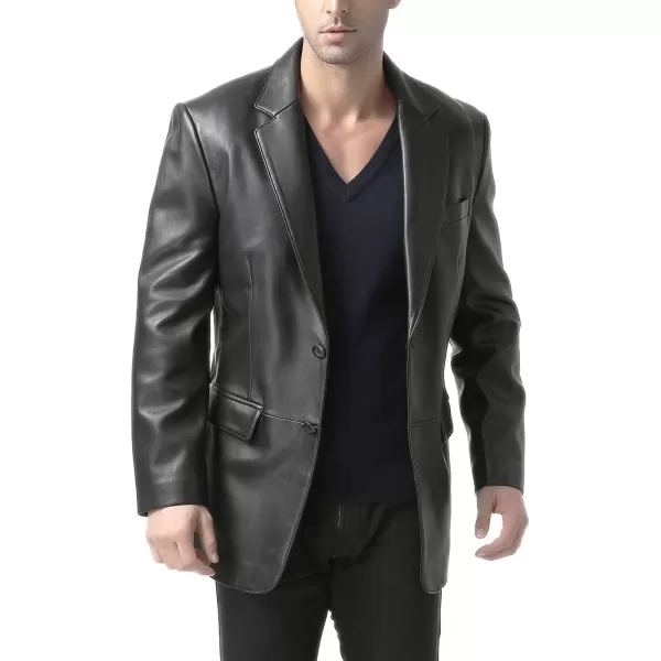 imageBGSD Men Edward 2Button Lambskin Leather Blazer Sport Coat Jacket Also available in Big and Tall and ShortBlack