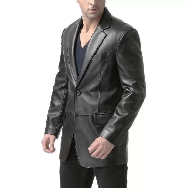 imageBGSD Men Edward 2Button Lambskin Leather Blazer Sport Coat Jacket Also available in Big and Tall and ShortBlack