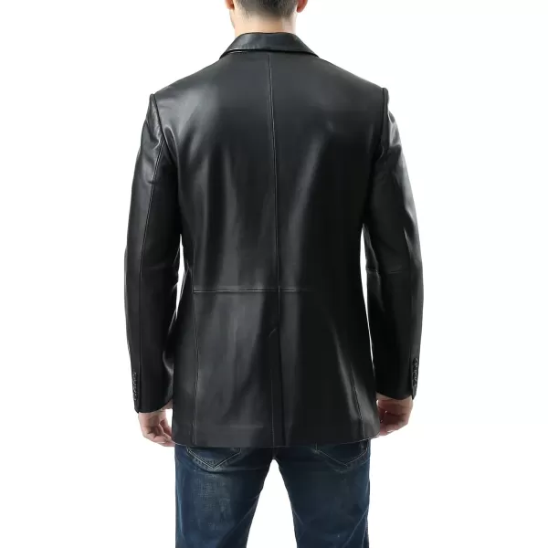 imageBGSD Men John 1Button Lambskin Leather Blazer Sport Coat Jacket Also available in Big and Tall and ShortBlack