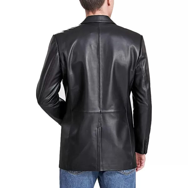 imageBGSD Men John 1Button Lambskin Leather Blazer Sport Coat Jacket Also available in Big and Tall and ShortBlack