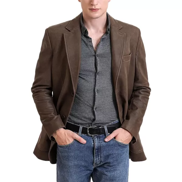 imageBGSD Men Luke 2Button Distressed Cowhide Leather Blazer Sport Coat Jacket Also available in Big and TallDistressed Brown