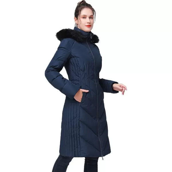 imageBGSD Women Waterproof Hooded Long Down Coat Novelty Winter Jacket  Regular ampamp Plus SizeNavy