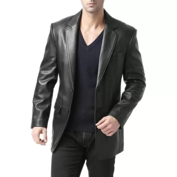 imageBGSD Men Edward 2Button Lambskin Leather Blazer Sport Coat Jacket Also available in Big and Tall and ShortBlack