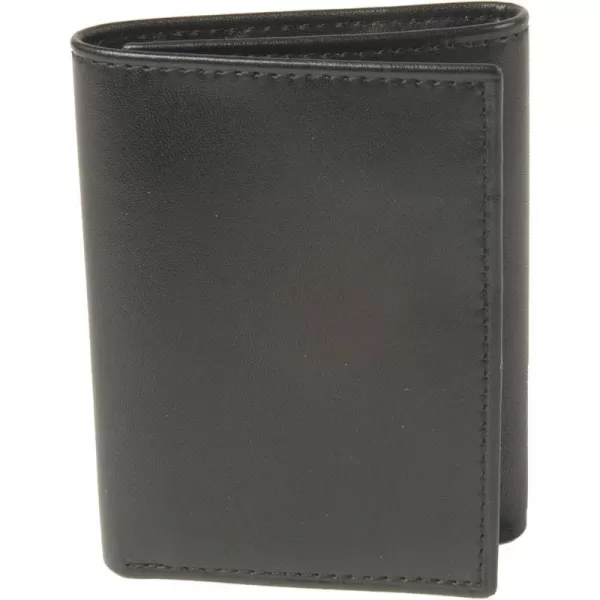 imageBGSD Mens Black Smooth Classic Leather Trifold Wallet