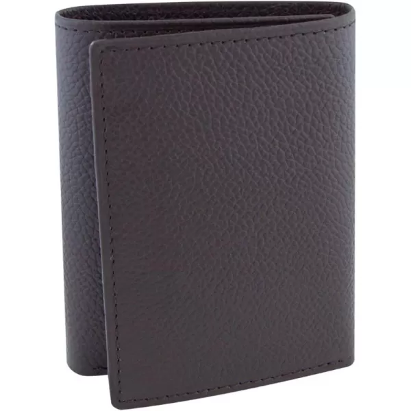 imageBGSD Mens Dark Brown Pebble Grain Classic Leather Trifold Wallet