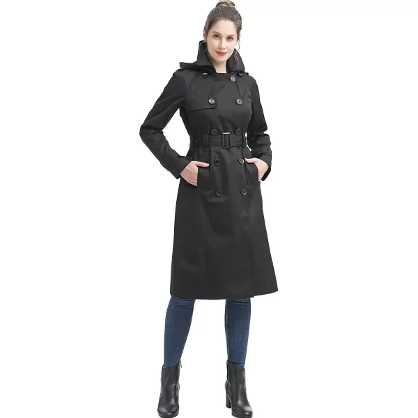 imageBGSD Women 34 Length Waterproof Hooded Trench Coat  Regular ampamp Plus SizeBlack