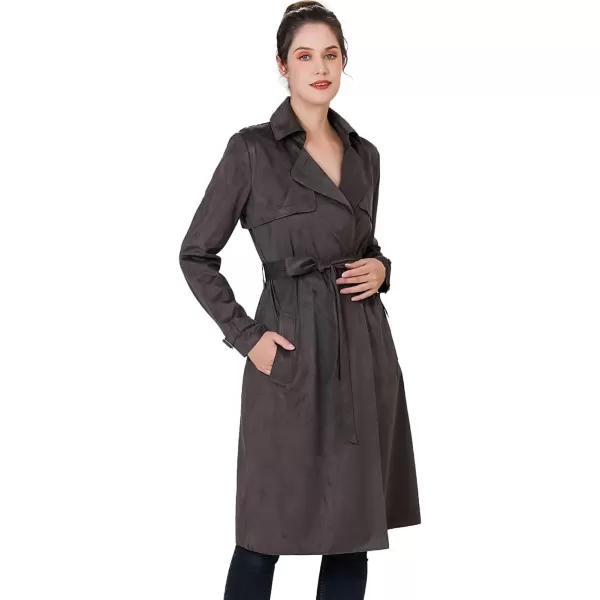 imageBGSD Women Charlotte Long Suede Trench Coat  Regular ampamp Plus SizeCoffee