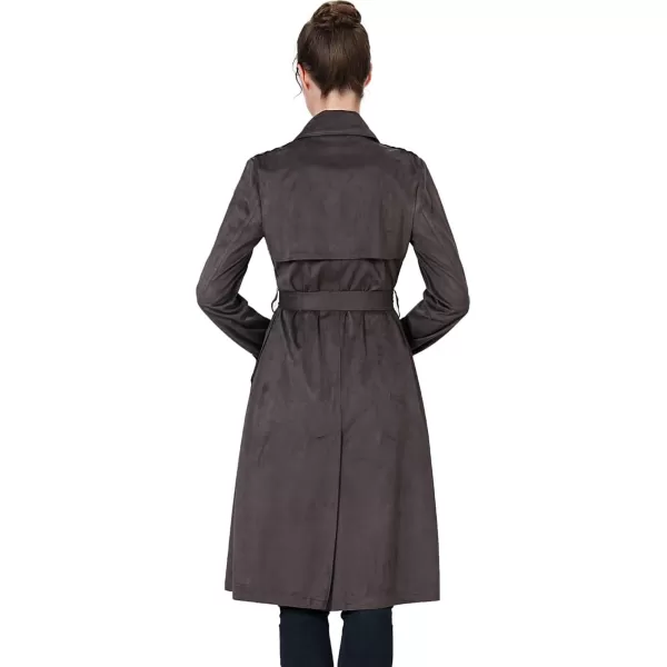 imageBGSD Women Charlotte Long Suede Trench Coat  Regular ampamp Plus SizeCoffee