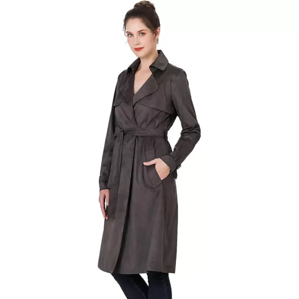 imageBGSD Women Charlotte Long Suede Trench Coat  Regular ampamp Plus SizeCoffee