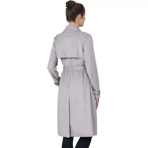 imageBGSD Women Charlotte Long Suede Trench Coat  Regular ampamp Plus SizeGray