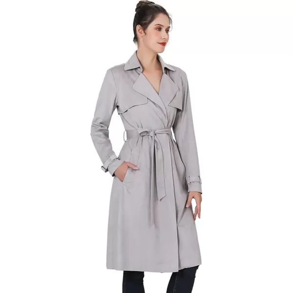 imageBGSD Women Charlotte Long Suede Trench Coat  Regular ampamp Plus SizeGray