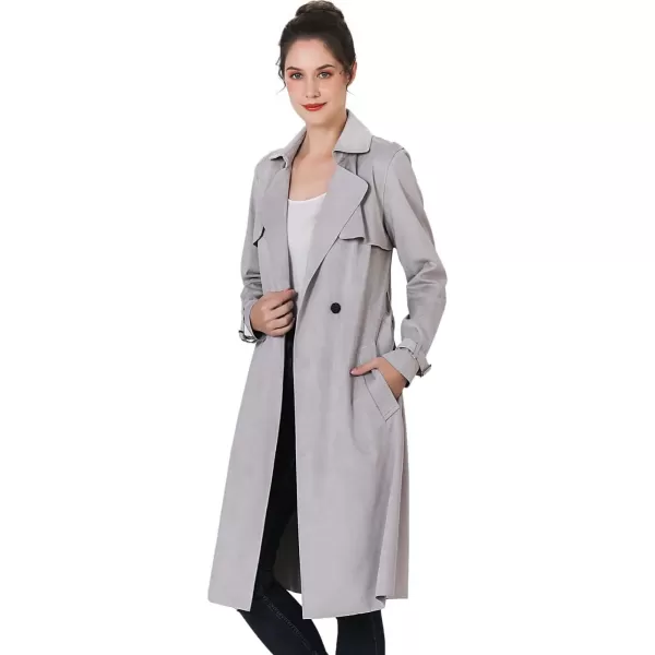 imageBGSD Women Charlotte Long Suede Trench Coat  Regular ampamp Plus SizeGray