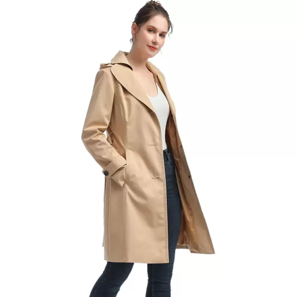 imageBGSD Women Eva Waterproof Hooded Trench Coat  Regular ampamp Plus SizeTan