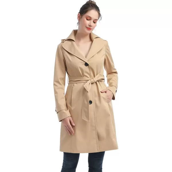 imageBGSD Women Eva Waterproof Hooded Trench Coat  Regular ampamp Plus SizeTan